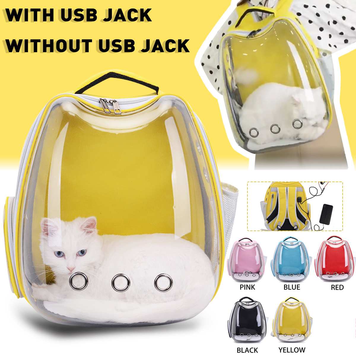 Large Waterproof Pet Backpack Carrier With Bubble Window Usb Port For Cats Dogs Puppies Outdoor Travel Bag - 1