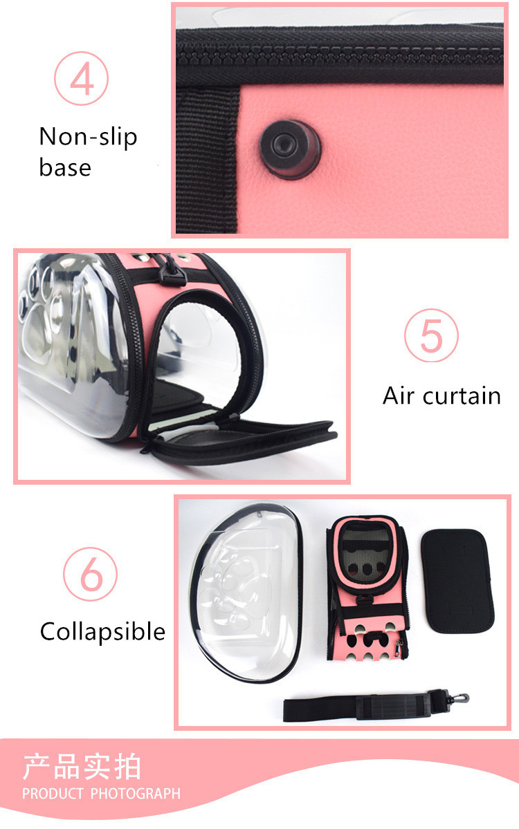 Luxury Portable Cat Carrier Breathable Transparent Foldable Pet Travel Bag For Outdoor Use - 4