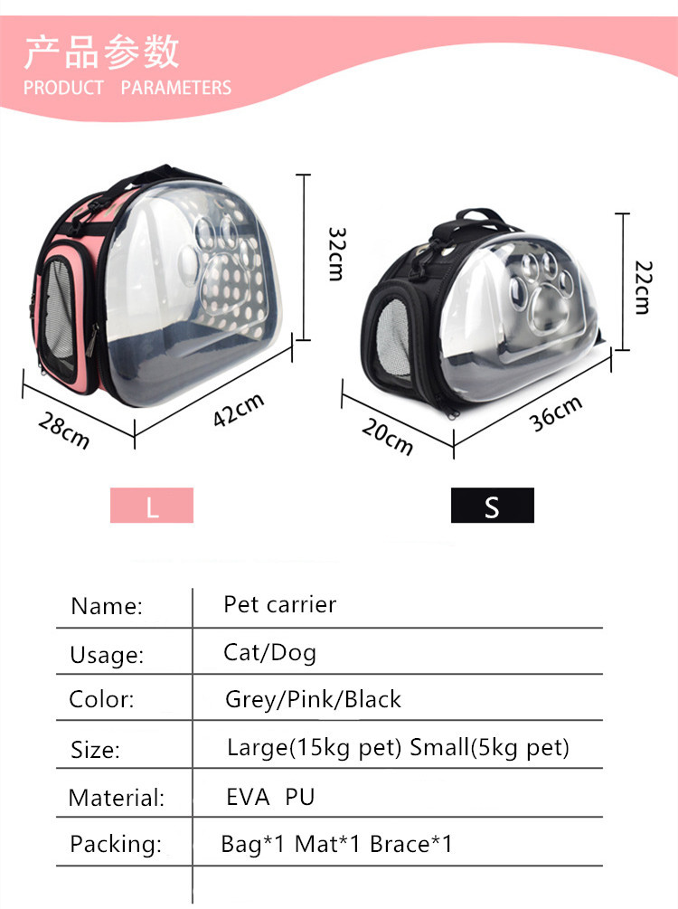 Luxury Portable Cat Carrier Breathable Transparent Foldable Pet Travel Bag For Outdoor Use - 2