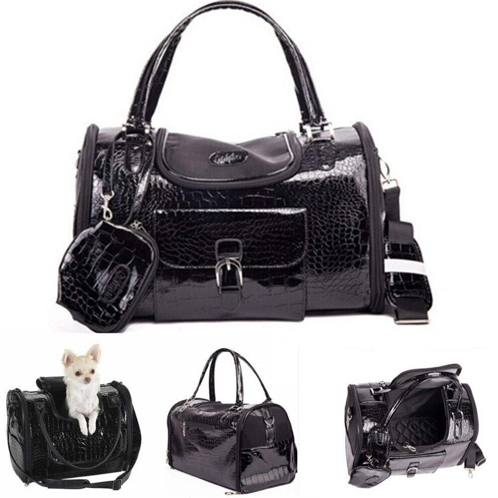 Leather Pet Carrier Bag For Dogs Cats And Small Animals Travel