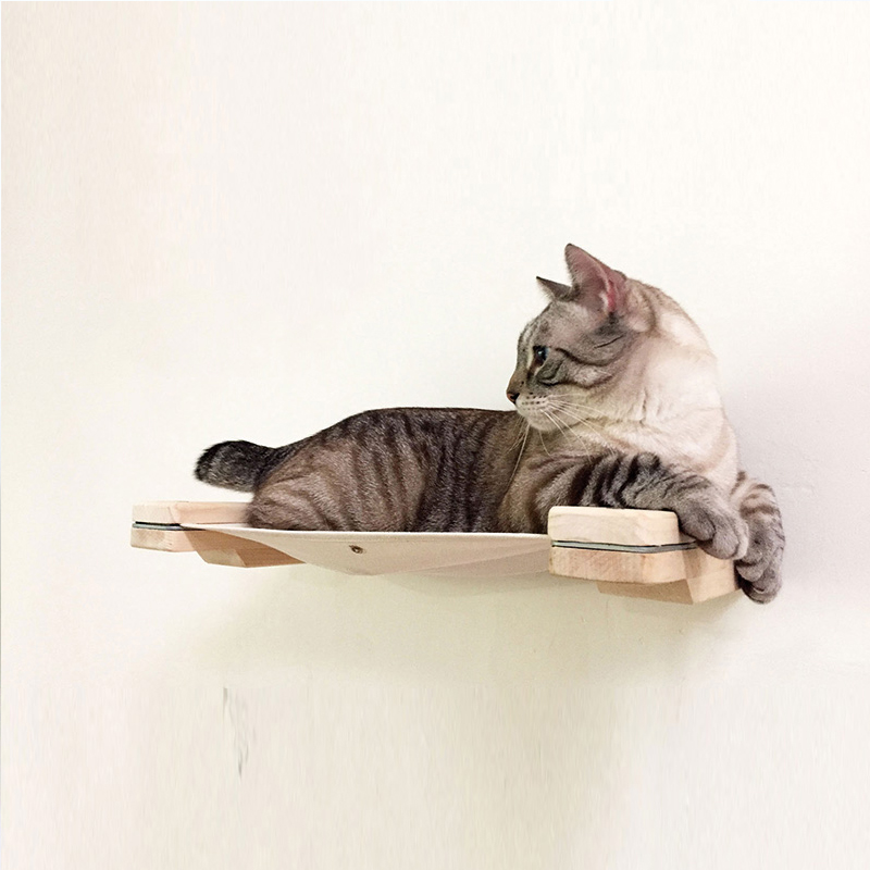 Deluxe Wallmounted Cat Hammock Wooden Climbing Frame Cozy Kitten Tower Pet Furniture Playhouse Toy - 6