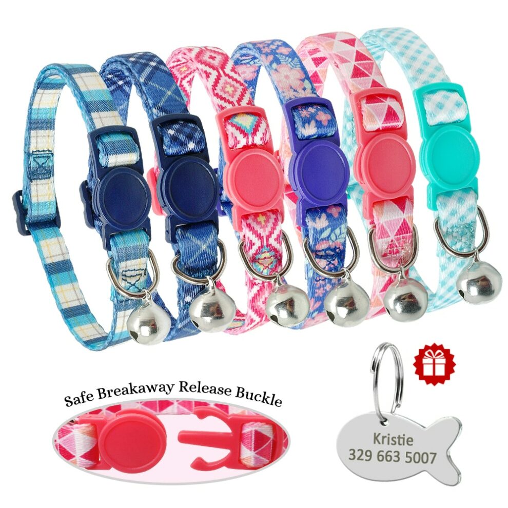 Custom Personalized Safety Breakaway Cat Collar With Quick Release And