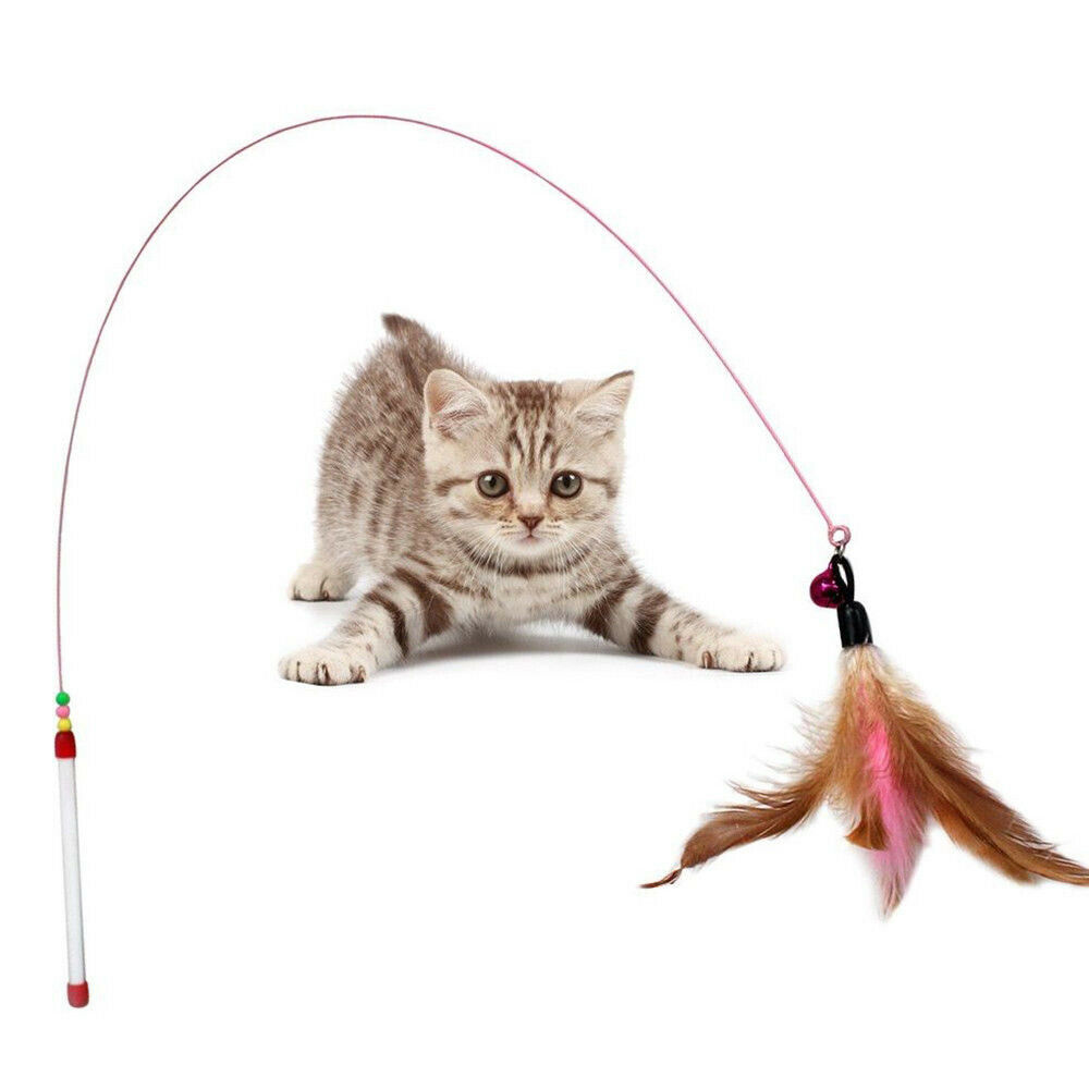 Interactive Cat Teaser Wand With Feather Bell Bead Play Ball Wire Rod Fun Engaging Kitten Toys For Playtime 1 Piece Pet Game Toy For Cats - 1