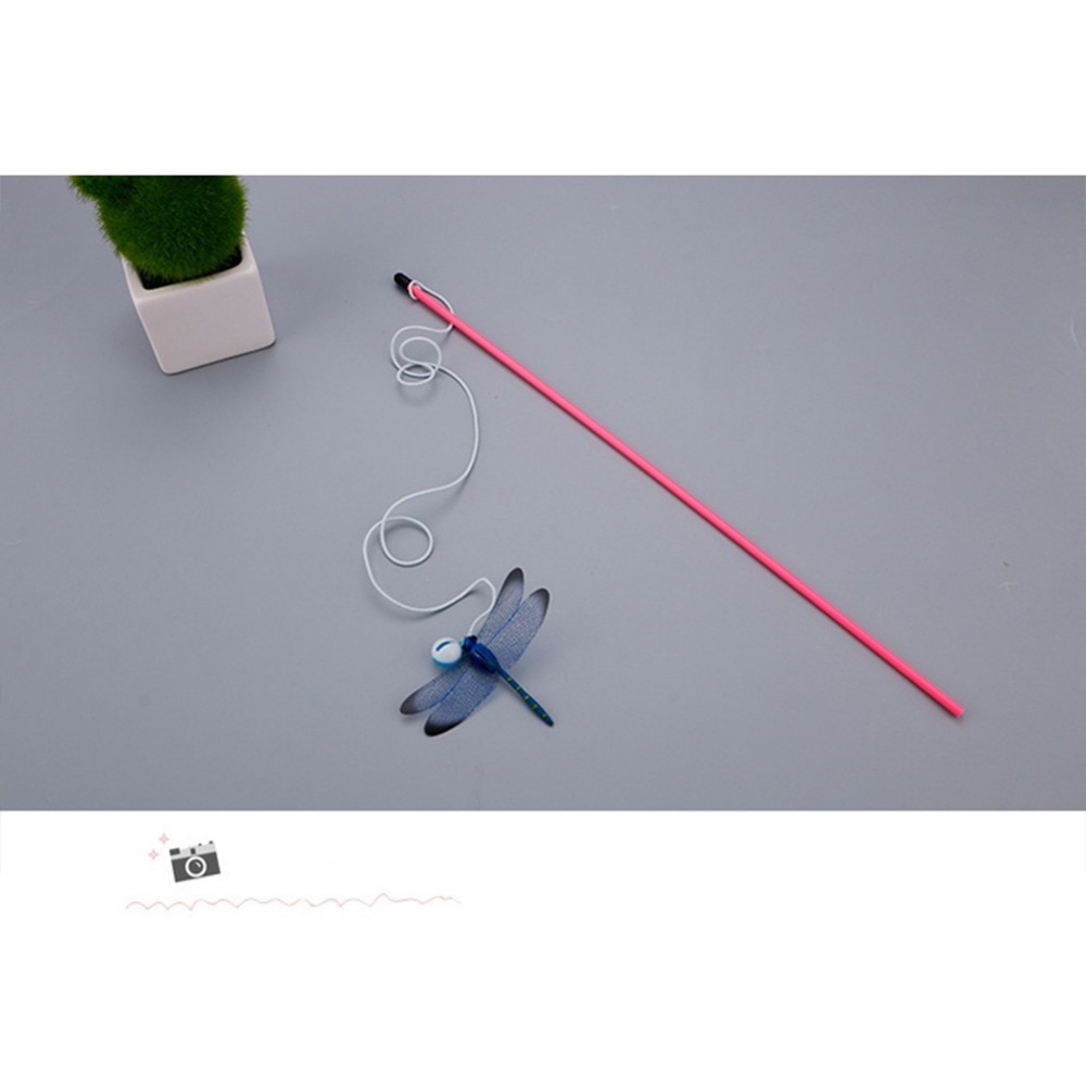 4colorsfunny Dragonfly Cat Stick Rod Toy Colourful Pet Teaser Cats Wand Products With Bell - 4