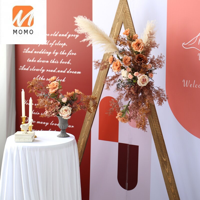 Luxury Decorative Wedding Table Lace Retro High-end 3d Triangle Arch Flower Stage Background Decoration - 5