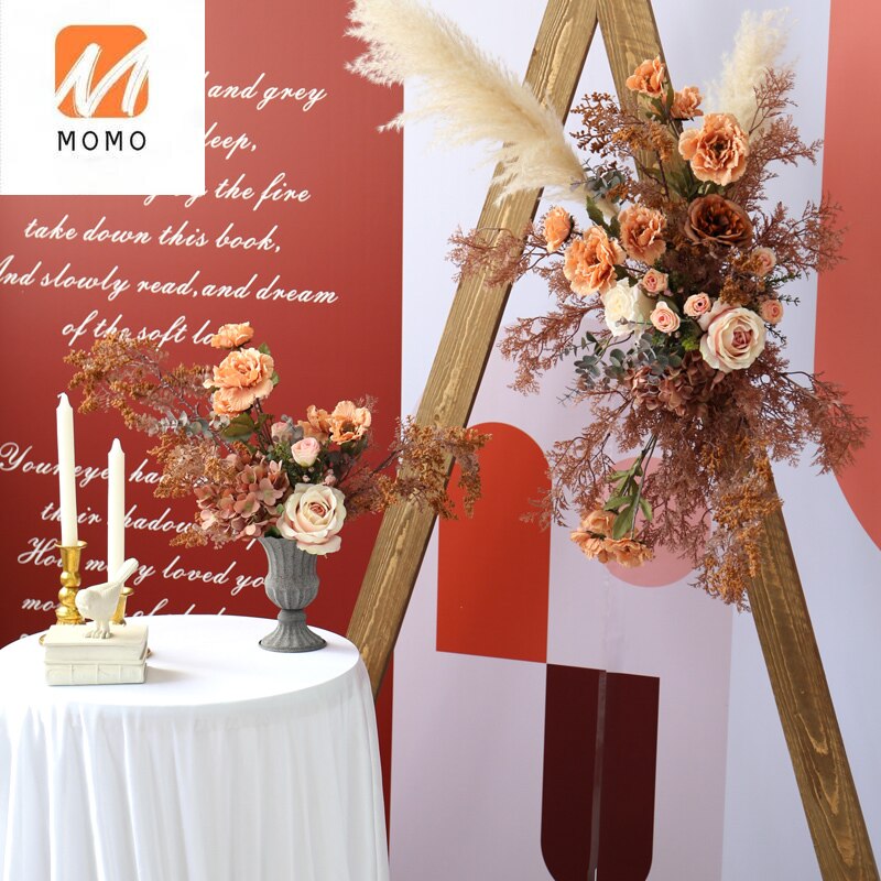 Luxury Decorative Wedding Table Lace Retro High-end 3d Triangle Arch Flower Stage Background Decoration - 3