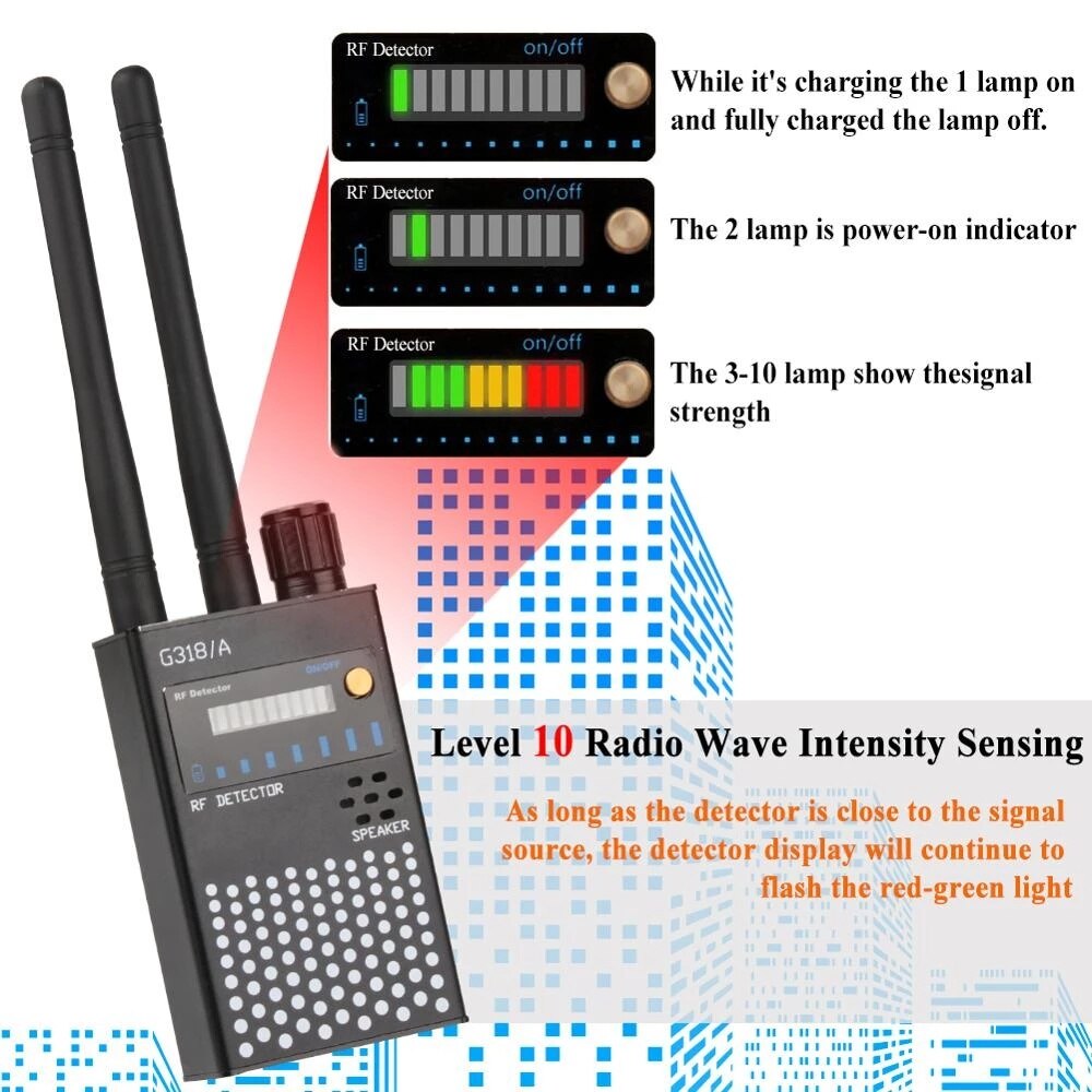 Rf Signal Detector 1mhz-8ghz Frequencies Full Range Wireless Bug For Hidden Gsm Listening Device Spy Finder - 2