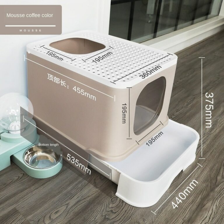 Extra Large Enclosed Cat Litter Box With Antisplatter Drawer Deodorizer