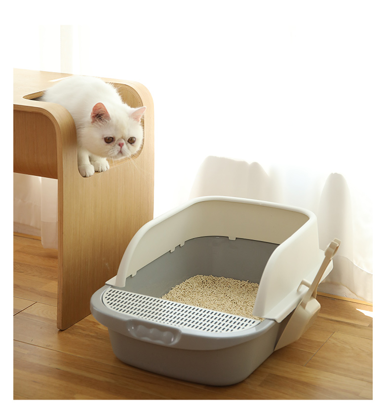 Extralarge Antisplash Semiclosed Cat Litter Box With Deodorizing Features For Small Feces And Sand Control - 9