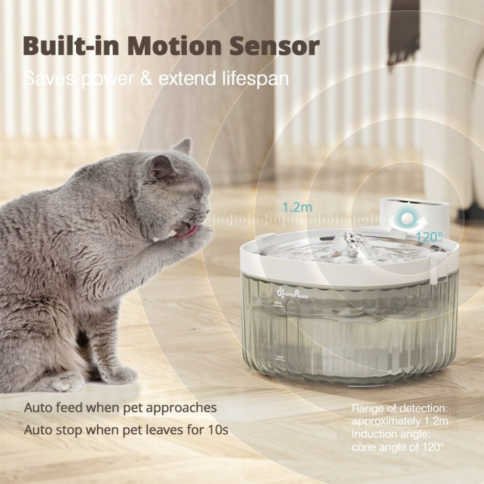 Downypaws Stainless Steel Automatic Pet Water Fountain With Motion